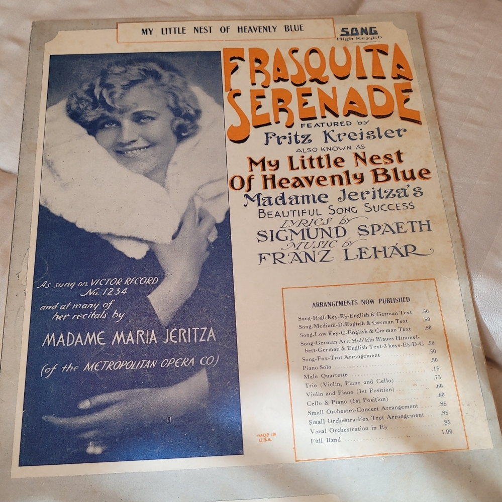Frasquita Serenade vintage Sheet Music